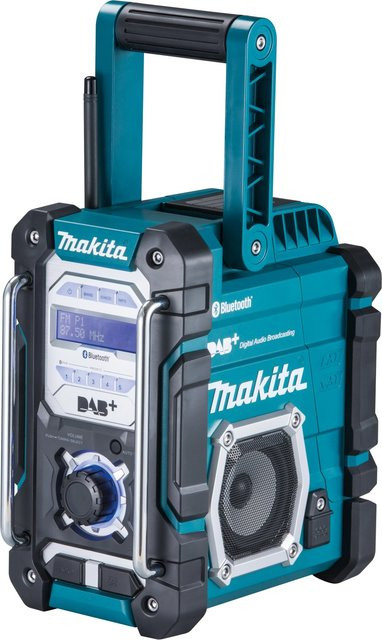 Makita Akku-Baustellenradio DMR112 mit DAB+, Bluetooth und USB in Schwarz und Türkis, IP64 spritzwassergeschützt, B/H/T: 16,3 x 29,4 x 28,2 cm - Bild 1