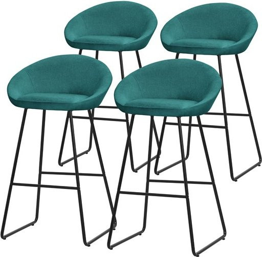 ML-Design Barhocker 4er Set Petrol mit Stoffbezug und Rückenlehne B/T/H: 56 x 50 x 94 cm - Bild 1