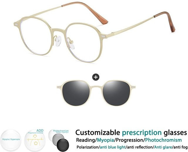 Bai Fen Bai Electronic 3C Korrektionsbrille, rund, Vollrand, Metall, gold, Damen - Bild 1