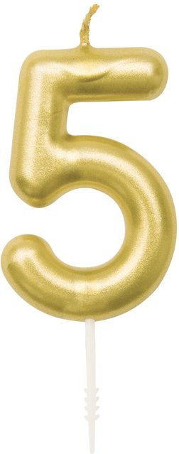 Rico Design Zahlenkerze 5 in Gold aus Wachs für Geburtstag und Jubiläum - Bild 1