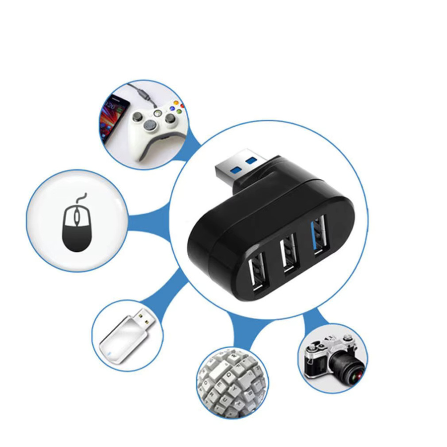 Congdi USB-Hub 3.0 Adapter mit 3 Anschlüssen, drehbar, Schwarz - Bild 4