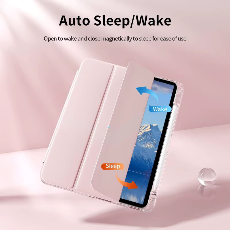 Smart Cover Hülle für Lenovo Xiaoxin Pad Pro GT 13 2026 TB378FC/390 Idea Tab Pro Gen2 13 Zoll mit faltbarem Ständer und Stifthalter in Pink Transparent - Bild 2