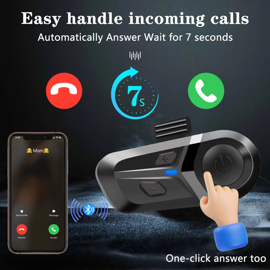 Kihous Bluetooth 5.3 Motorrad Helm Headset Wasserdicht mit Freisprecheinrichtung und Musikplayer in Schwarz - Bild 4