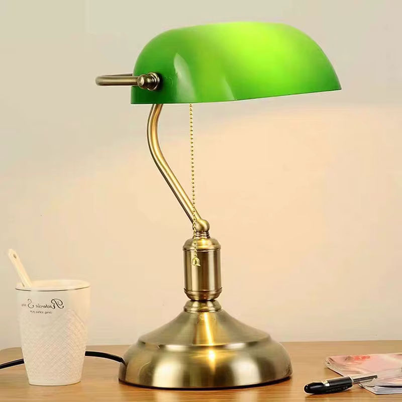 Vecli Retro Tischlampe aus Glas und Eisen in Antik Bronze für Wohnzimmer und Schlafzimmer - Bild 2