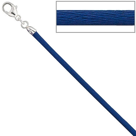 Colfem Halskette Seide, blau, 42 cm, 925 Silber, Unisex - Bild 1