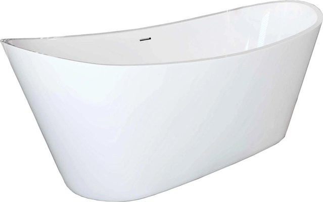 AICA Freistehende Badewanne Oval aus Acryl in Weiß inkl. Ablauf und Überlauf B: 170 cm, T: 72 cm - Bild 1