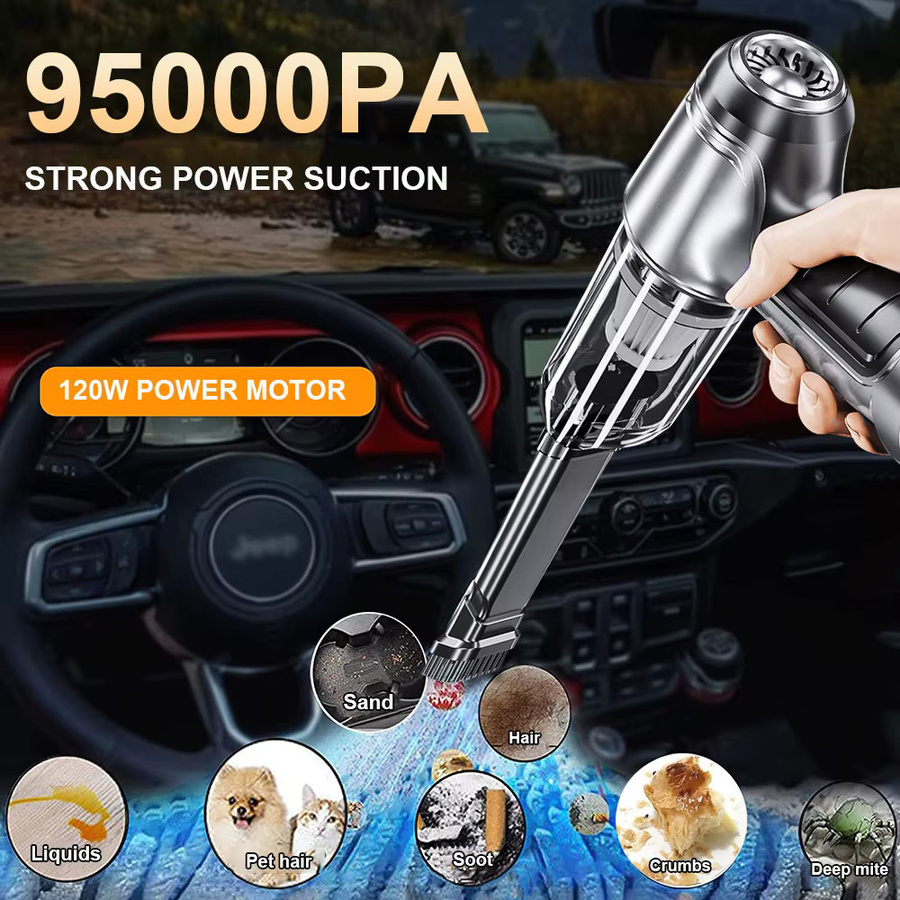 Raugee Tragbarer Drahtloser Mini Handheld Auto Staubsauger mit 95000PA Saugkraft für Auto und Haushalt - Bild 2