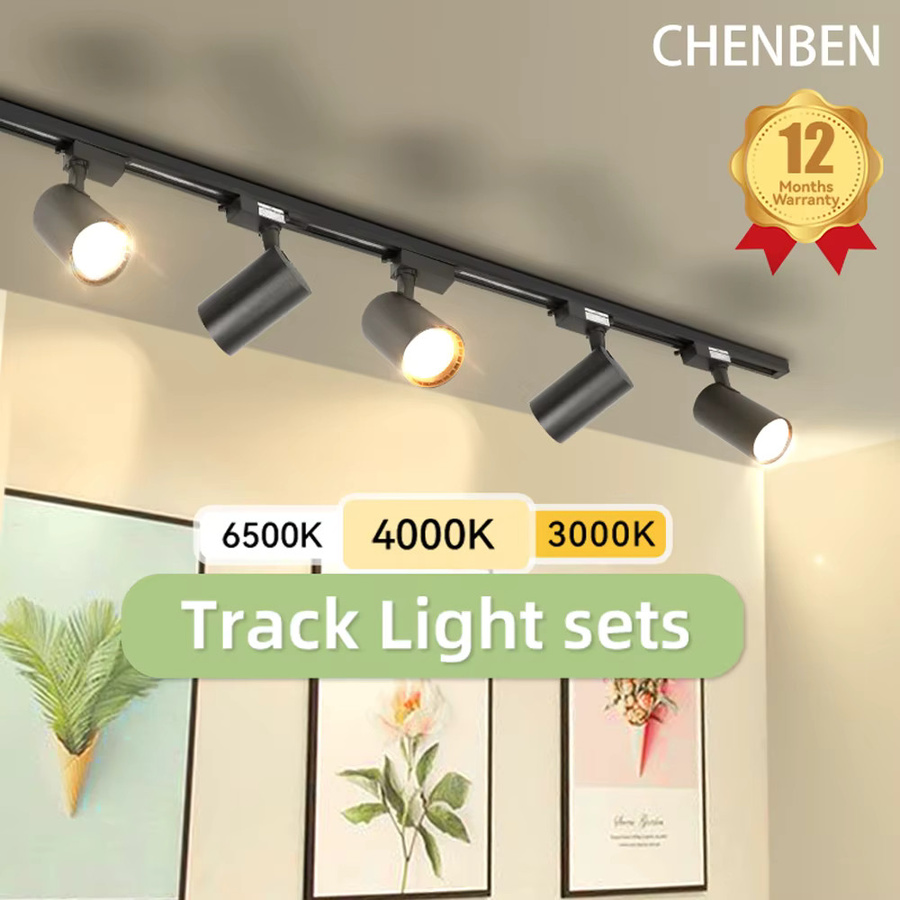 CHENBEN Set Schienenstrahler LED COB Spotlight in Schwarz für Wohnzimmer und Bekleidungsgeschäfte - Bild 2