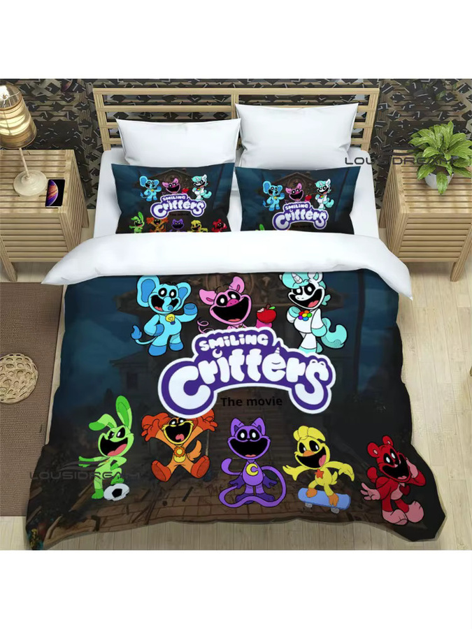 LOUSIDREAM Bettwäsche-Set mit Cartoon-Tier-Motiv in Blau, B/H: 135 x 200 cm - Bild 2