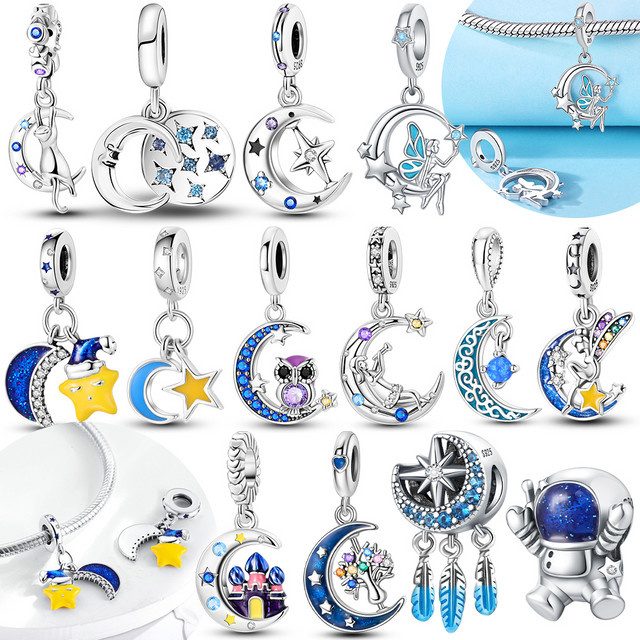 Charms Versilberte Perle, Mond Stern Fee Eule, Damen - Bild 1
