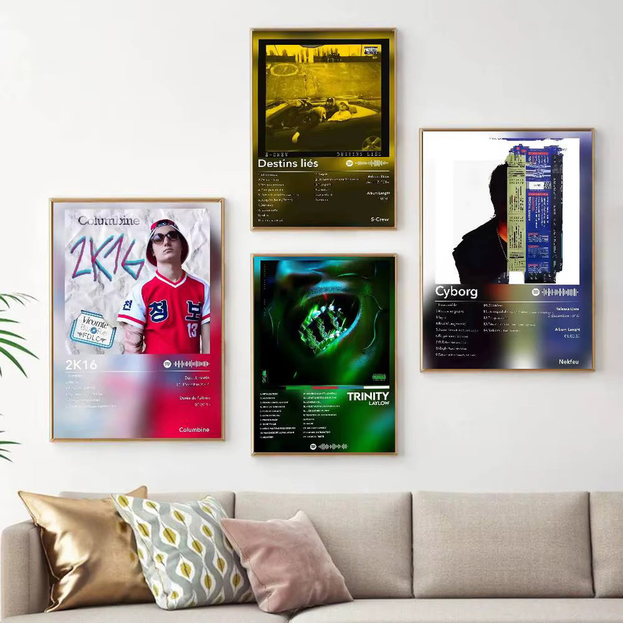 Modernes Whitepaper-Poster mit französischem Rap-Pop-Musikalbum-Design in Weiß als abstrakte Wandkunst für dein Arbeitszimmer - Bild 2
