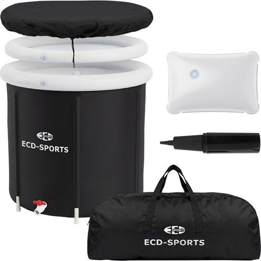 ECD Germany Eisbad Eistonne mit Isolierung Schwarz-Weiß Ø80 cm 350L - Bild 1
