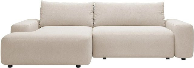 Vente-unique Schlafsofa Daviso in Beige mit L-Form und Schlaffunktion - Bild 1