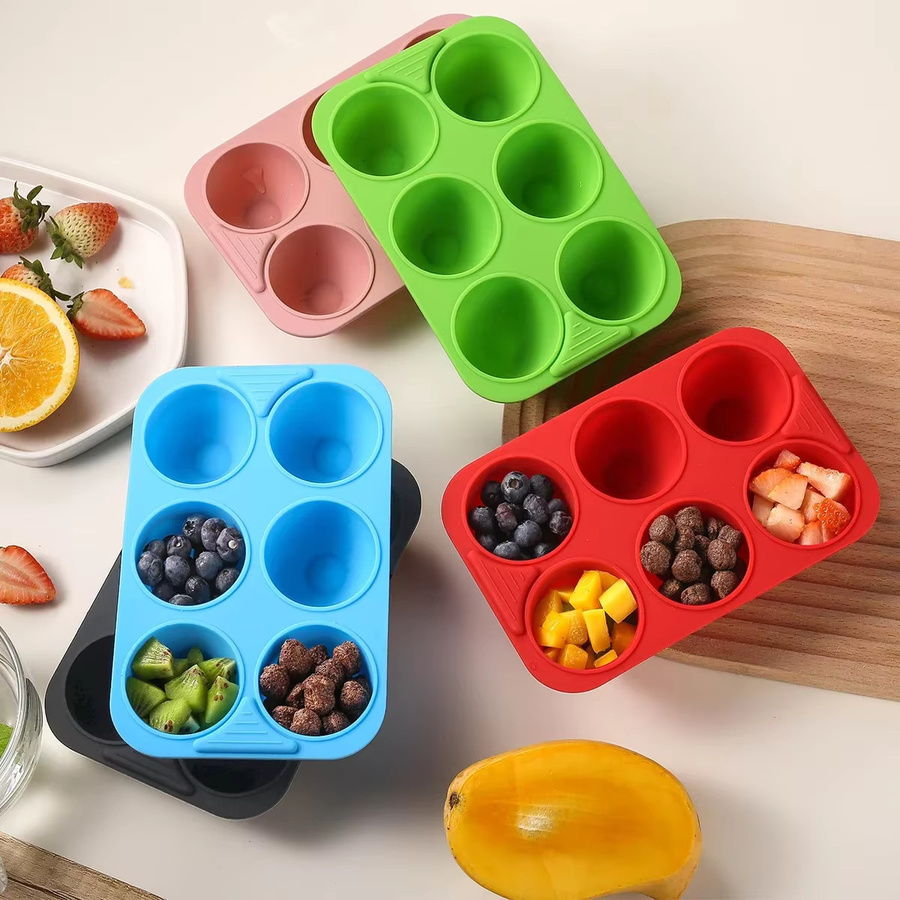 Hitzebeständige Silikon-Backform für Muffins und Kuchen mit 6 Mulden, Grau, Rechteckig - Bild 4