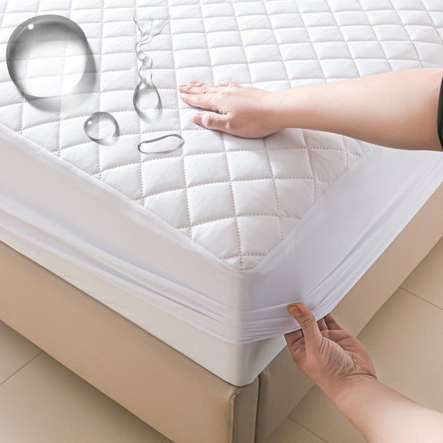 Dreamreal Wasserdichte Matratzenauflage Blau, Gesteppter Matratzenschoner und Rutschfester Matratzenbezug mit Spannbettlaken-Funktion - Bild 1