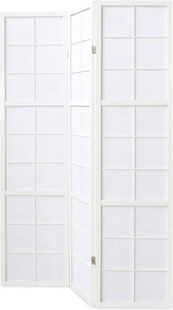Homestyle4u 3-tlg. Shoji Paravent aus Holz und Reispapier in Weiß, B: 132 cm, H: 175 cm - Bild 1