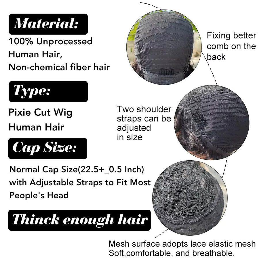 OYM HAIR Echthaar-Perücke, honigblond, Pixie-Schnitt, Damen - Bild 5