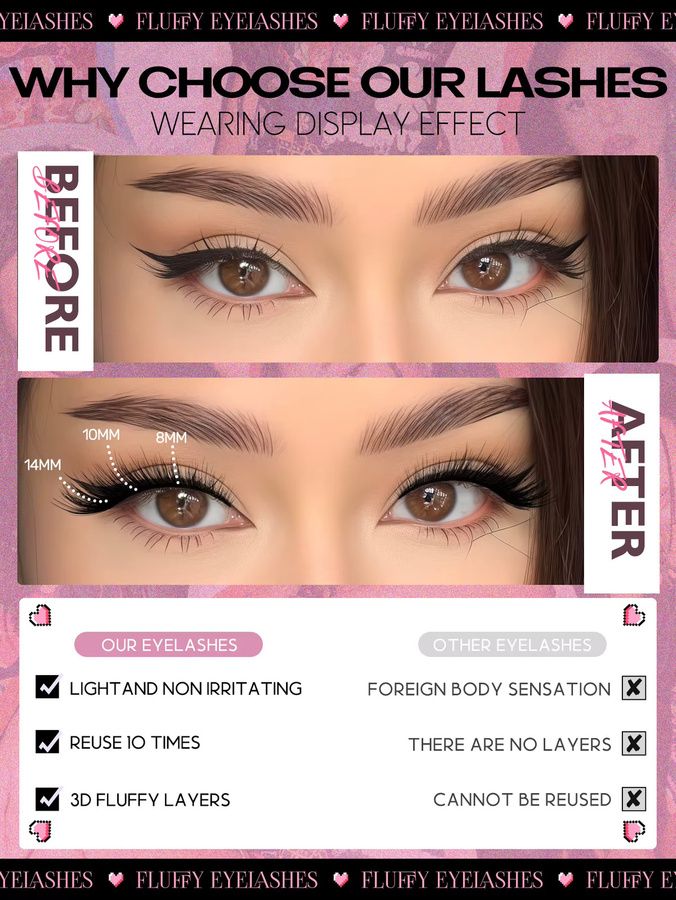 VELTRINAY Fox Eye Lashes Wispy Eyelashes, Faux Mink, Natürlich - Bild 4