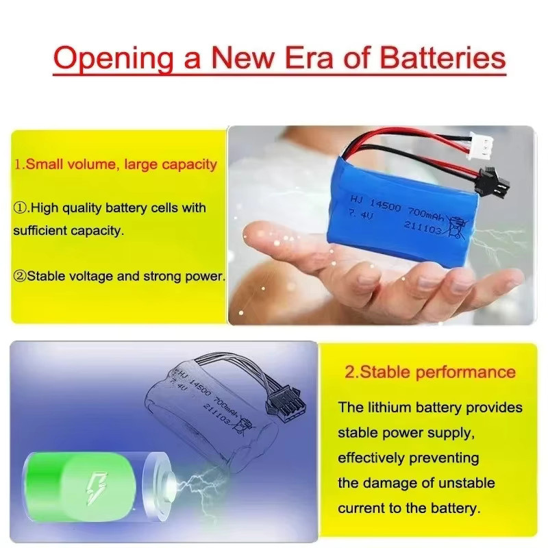 YTBNA Li-Ion Akku 14500 7,4 V 2S 700 mAh 15C Lipo-Batterie in Blau für RC Autos, Boote und Geländewagen - Bild 2