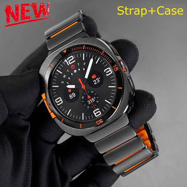 CAOWTAN Armband und Gehäuse für Samsung Galaxy Watch Ultra, Titan, Edelstahl, Unisex - Bild 1