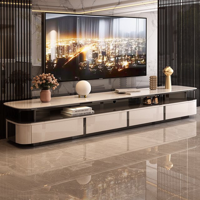 Moderner TV-Schrank von DUTRIEUX in Beige mit glänzender Oberfläche - Bild 1