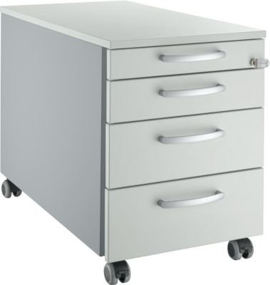 Schäfer Shop Pure Rollcontainer 1233 mit 3 Schubladen und 1 Utensilienauszug, abschließbar, weißaluminium/lichtgrau, B: 43,5 cm, T: 76,5 cm, H: 57,7 cm - Bild 1