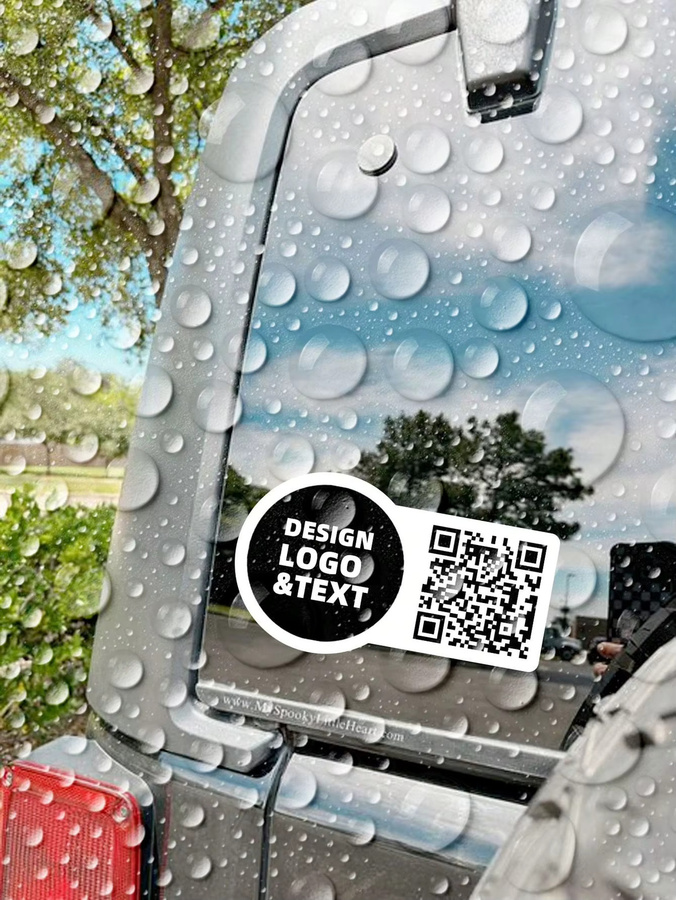 Personalisierte wasserfeste PVC-Aufkleber mit individuellem Design und QR-Code, bunt, B: 8,8 cm, H: 5 cm - Bild 3