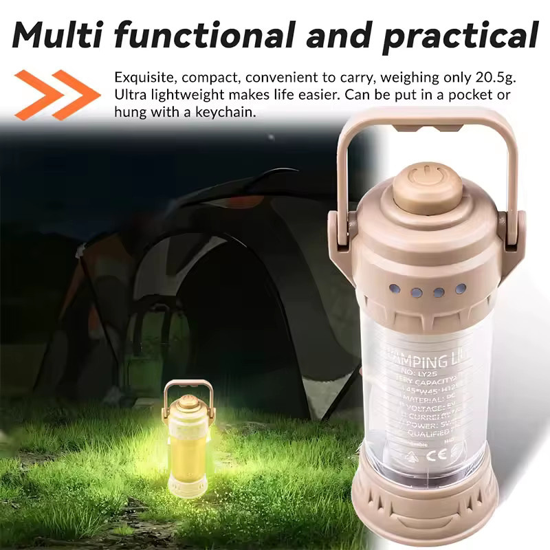 TLEDMP LED-Campinglaterne im Retro-Design, wiederaufladbare Outdoor-Taschenlampe mit Haken und omnidirektionaler Beleuchtung - Bild 5