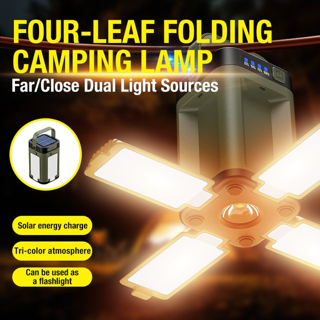Multifunktionale Solar-Campinglampe mit Typ-C-Doppellademodus und erweiterbarem Lichtquellen-Design in Weiß - Bild 1
