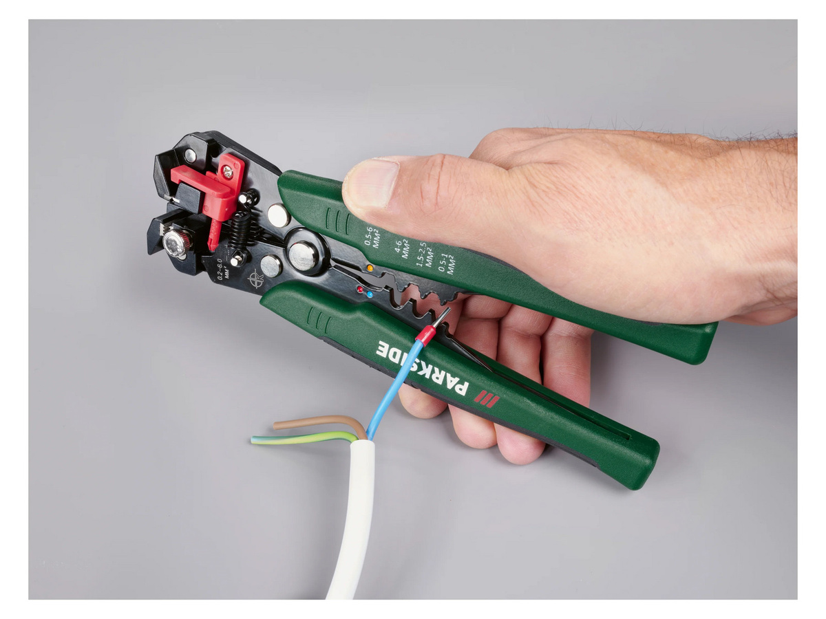 Parkside Automatik-Abisolier- und Crimpzangen-Set mit 3-in-1-Funktion in Grün und Stahl - Bild 2