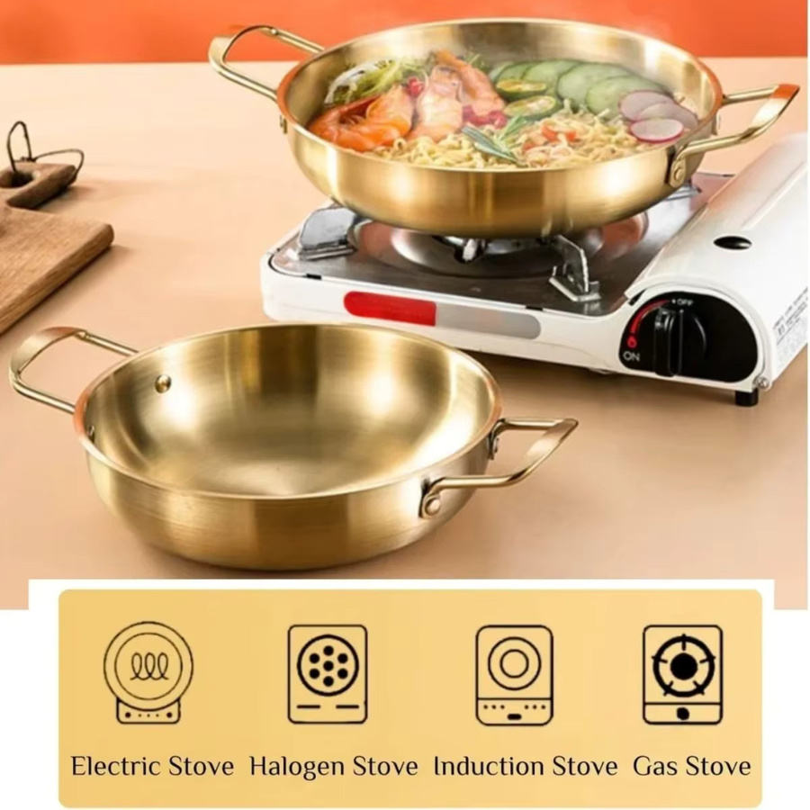 FEB.WIND Koreanischer Ramen-Topf aus Edelstahl in Gold, Mehrzweck-Kochtopf für Nudeln und Meeresfrüchte - Bild 4
