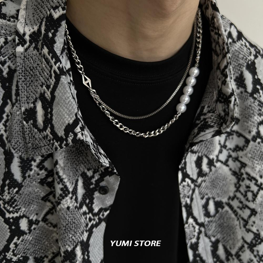 Yumi Perlenkette, Edelstahl, schwarz, Unisex - Bild 1
