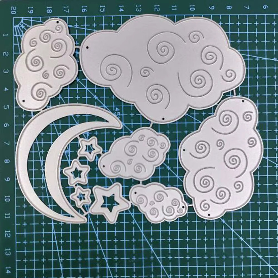 Metall-Stanzformen Nachthimmel mit Wolken, Sternen und Mond für DIY Scrapbooking und Papierhandwerk - Bild 2