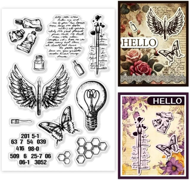 Transparenter Schmetterlingsstempel für DIY Scrapbooking und Kartenherstellung, 1 Blatt - Bild 1