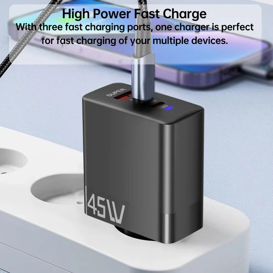 GUSEYEE 45W USB Wandladegerät mit 3 Ports, PD Schnellladegerät und QC 3.0 für iPhone, Xiaomi und Samsung - Bild 3