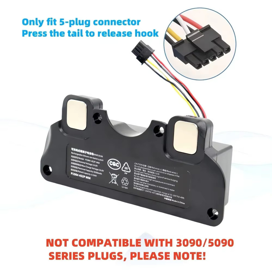 Ersatzakku für Cecotec Conga 4090 4490 4590 4690 Roboter-Staubsauger, 14,4 V, 6500 mAh, Schwarz - Bild 5