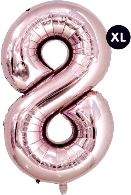 Rico Design Folienballon Zahl 8 in Rosa, Höhe: 86 cm - Bild 1