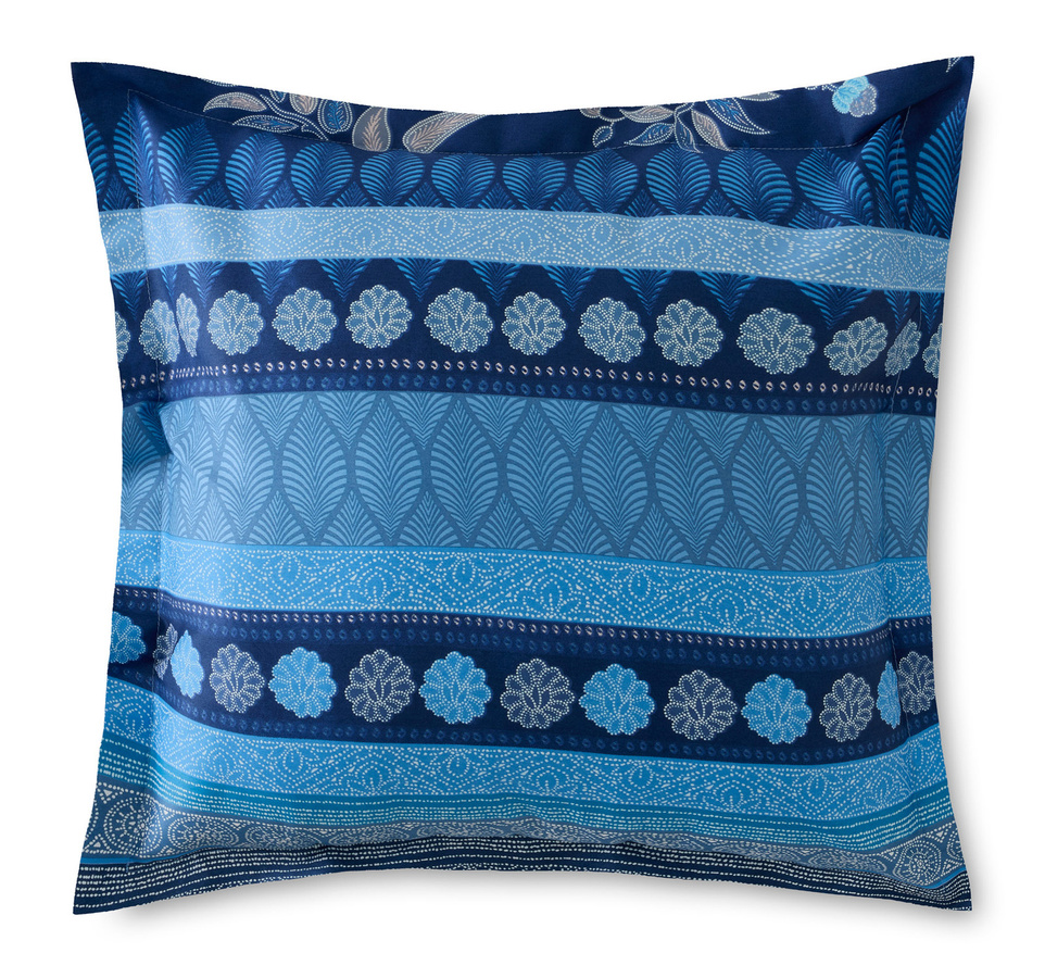 Bassetti Mako-Satin Kissenhülle BW Varigotti mit floralem Design in Blau, B/B: 40 x 40 cm - Bild 1