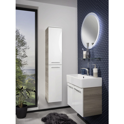 Fackelmann Waschtischunterschrank Lima in Esche mit Soft-Close-Türen, B/H/T: 58,6 x 41,7 x 32,8 cm, Weiss/Grau - Bild 2