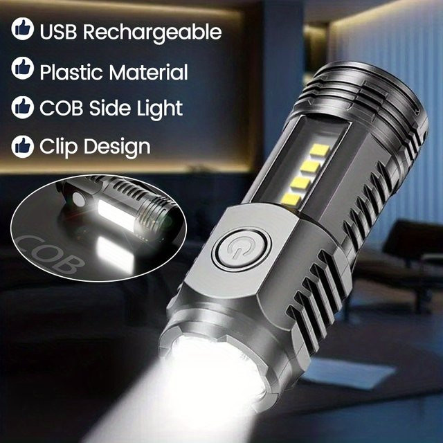 NEWBIRTH LED-Taschenlampe mit wiederaufladbarem Akku und Stiftclip in Schwarz - Bild 1