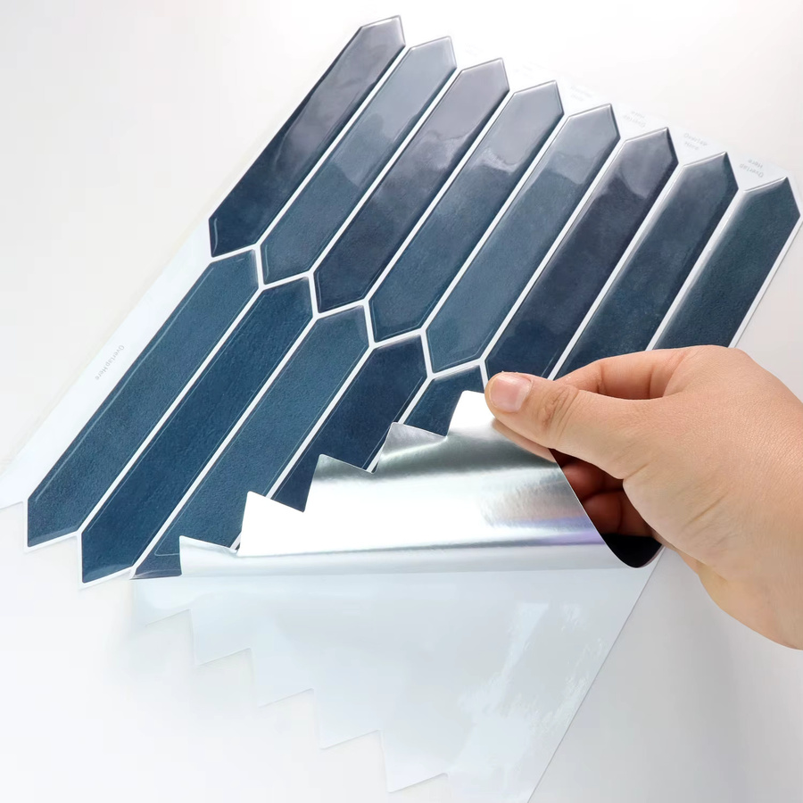 10 Stück selbstklebende 3D Wandaufkleber in Keramikfliesen-Optik von Vividtiles, blau, wasserdichte Vinyl Tapete für Küche und Badezimmer - Bild 6