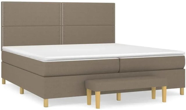 vidaXL Boxspringbett Hybrid mit Matratze und Taschenfederkern, Farbe: Taupe/Beige/Grau, B/T/H: 200 x 200 x 128 cm - Bild 1