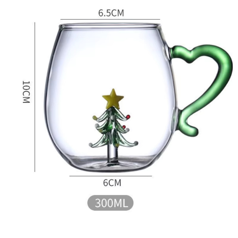 Weihnachtsglastasse mit Henkel und transparentem Schneemann-Baum-Design - Bild 3