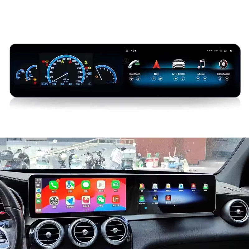 YANFU Android 14 Dual-Screen Autoradio mit 25,6 Zoll Display und GPS für Mercedes Benz C GLC W205 W253 X253 2015-2022, CarPlay, Schwarz - Bild 5