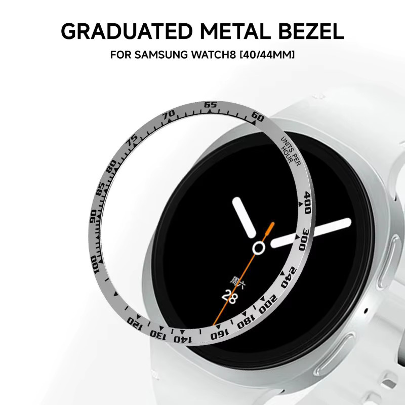 CAOWTAN Lünettenring für Samsung Galaxy Watch 8, Edelstahl, Silber, Unisex - Bild 2