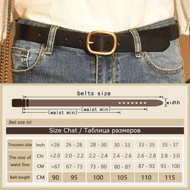 Dinisiton Gürtel Echt Leder, Gold Nadel Schnalle, Damen - Bild 4