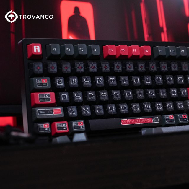 TROVANCO Troopers Tastenkappen Set in Schwarz, PBT Material mit FC-Profil, Farbsublimation für MX-Schalter, 129 Keycaps für Gaming-Tastaturen - Bild 1