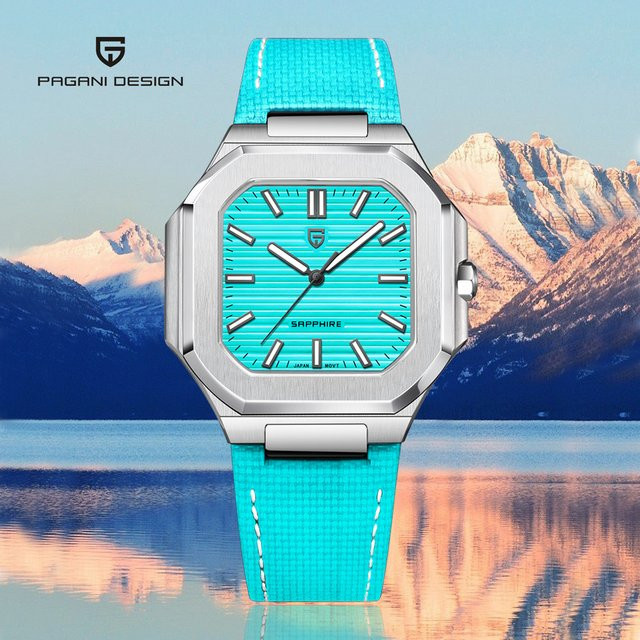 Pagani Design Armbanduhr, Quarz, Edelstahl, Leder, Blau, Herren - Bild 1