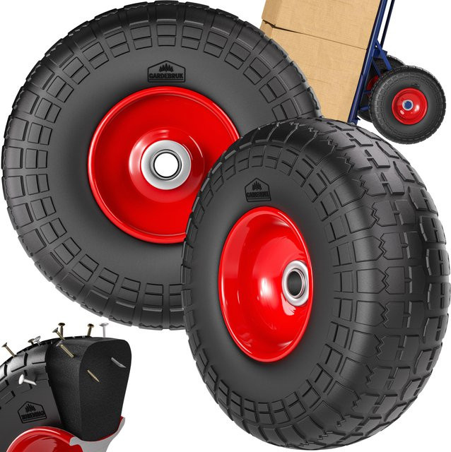 Gardebruk 2er-Set Sackkarrenräder aus Vollgummi in Schwarz und Rot - Bild 1