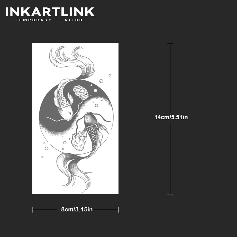INKARTLINK Semi-permanentes Tattoo, Tai Chi Fisch, Unisex - Bild 4